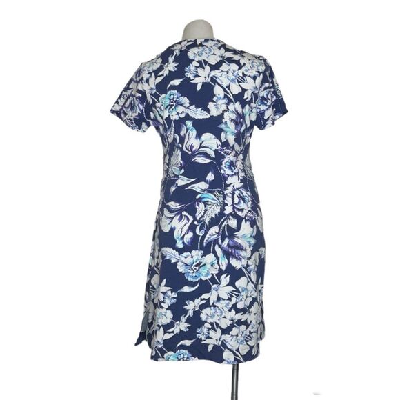 SOFT SURROUNDINGS Shapely Anywhere Dress 28045 Blue Floral Surplice Size Medium - Picture 2 of 8